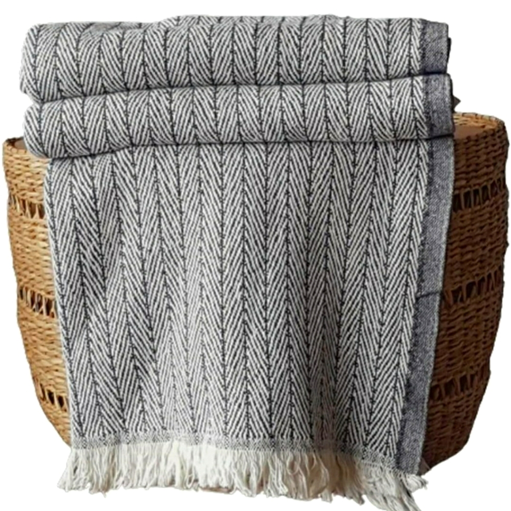 Gold Case Chevron Patterned Gray Throw Blanket - Size 50" x 60" - TWO PACK